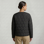 Women’s Geometric Quilted Puffer Jacket - Button-Down Long Sleeve Coat