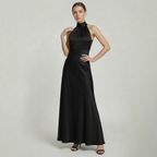 Women’s Halter Neck Fluted Hem Maxi Dress