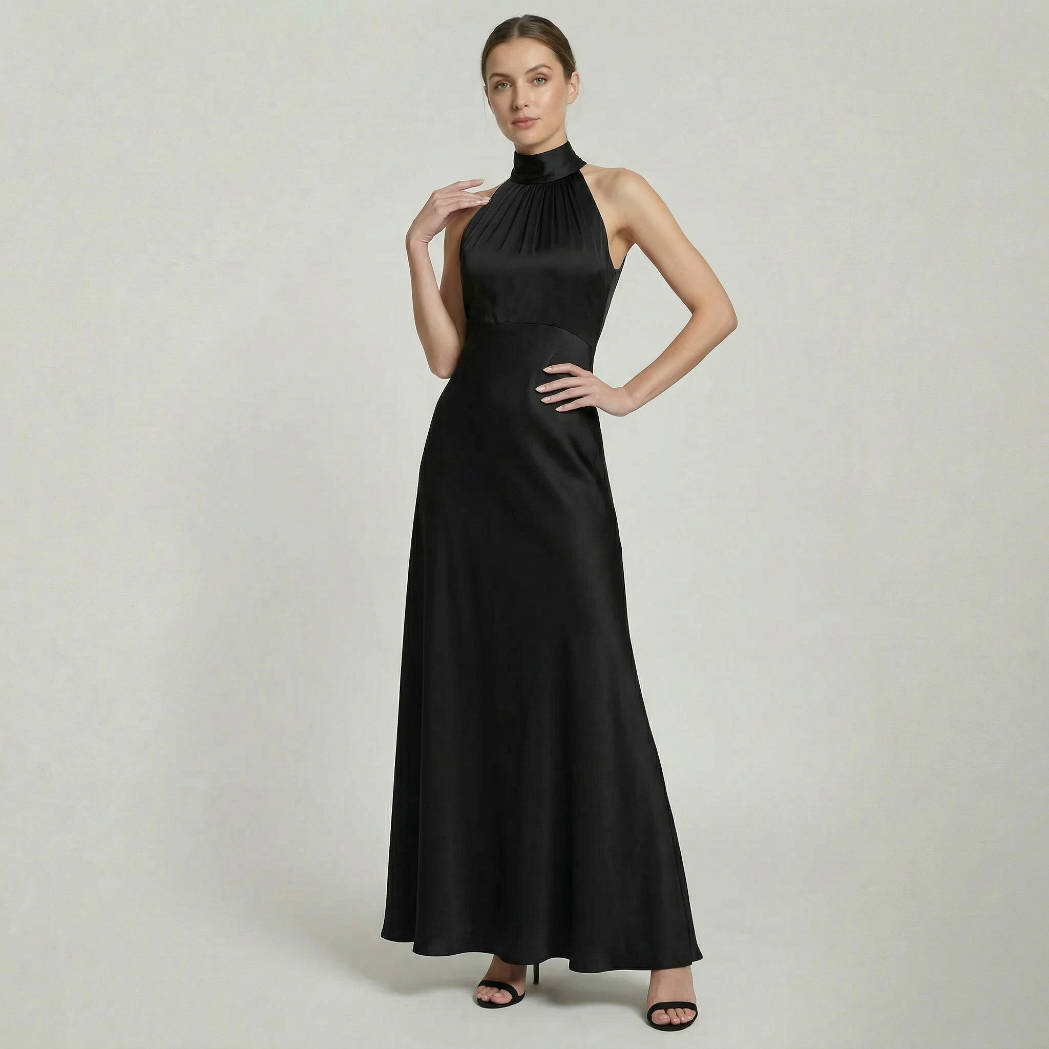 Women’s Halter Neck Fluted Hem Maxi Dress