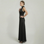Women’s Halter Neck Fluted Hem Maxi Dress
