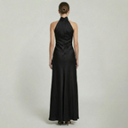 Women’s Halter Neck Fluted Hem Maxi Dress