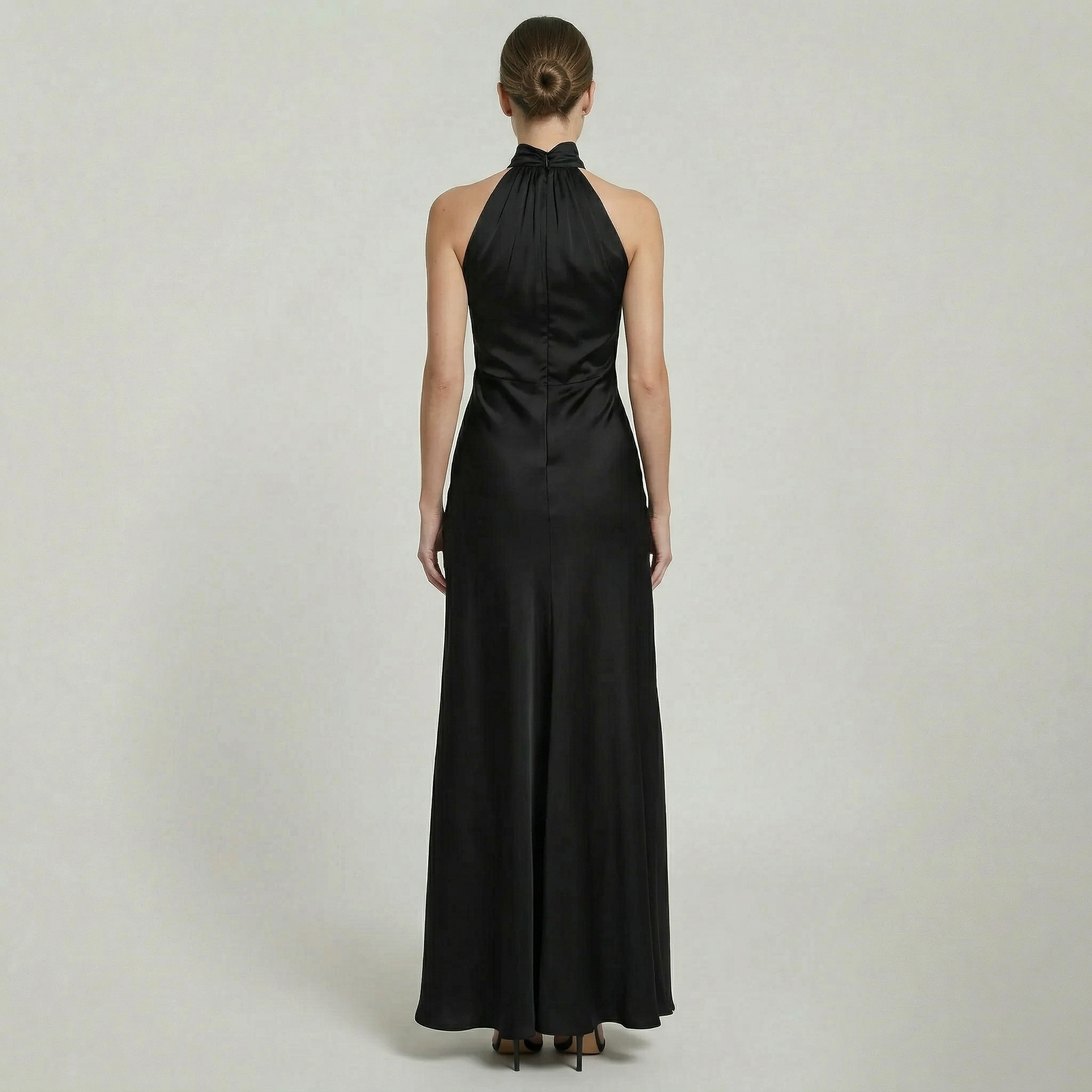 Women’s Halter Neck Fluted Hem Maxi Dress