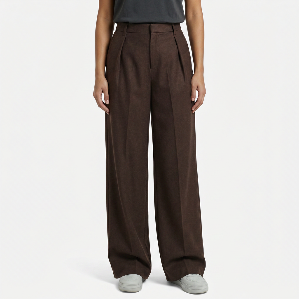 Women's High Waist Wide Leg Trousers - Tailored Smart Casual Straight Leg Pants
