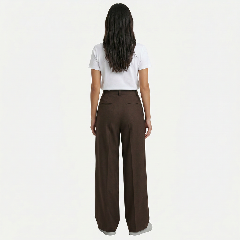 Women's High Waist Wide Leg Trousers - Tailored Smart Casual Straight Leg Pants