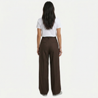 Women's High Waist Wide Leg Trousers - Tailored Smart Casual Straight Leg Pants