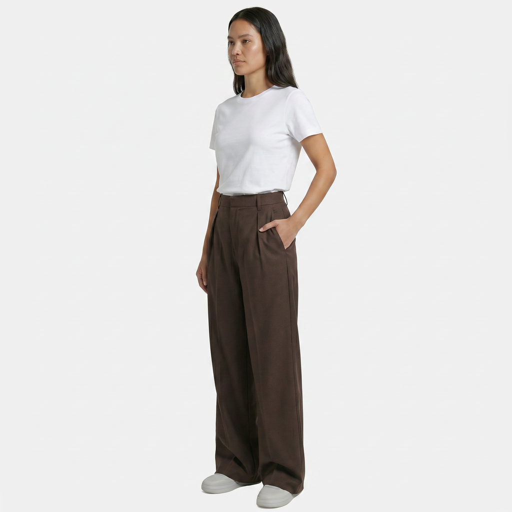 Women's High Waist Wide Leg Trousers - Tailored Smart Casual Straight Leg Pants