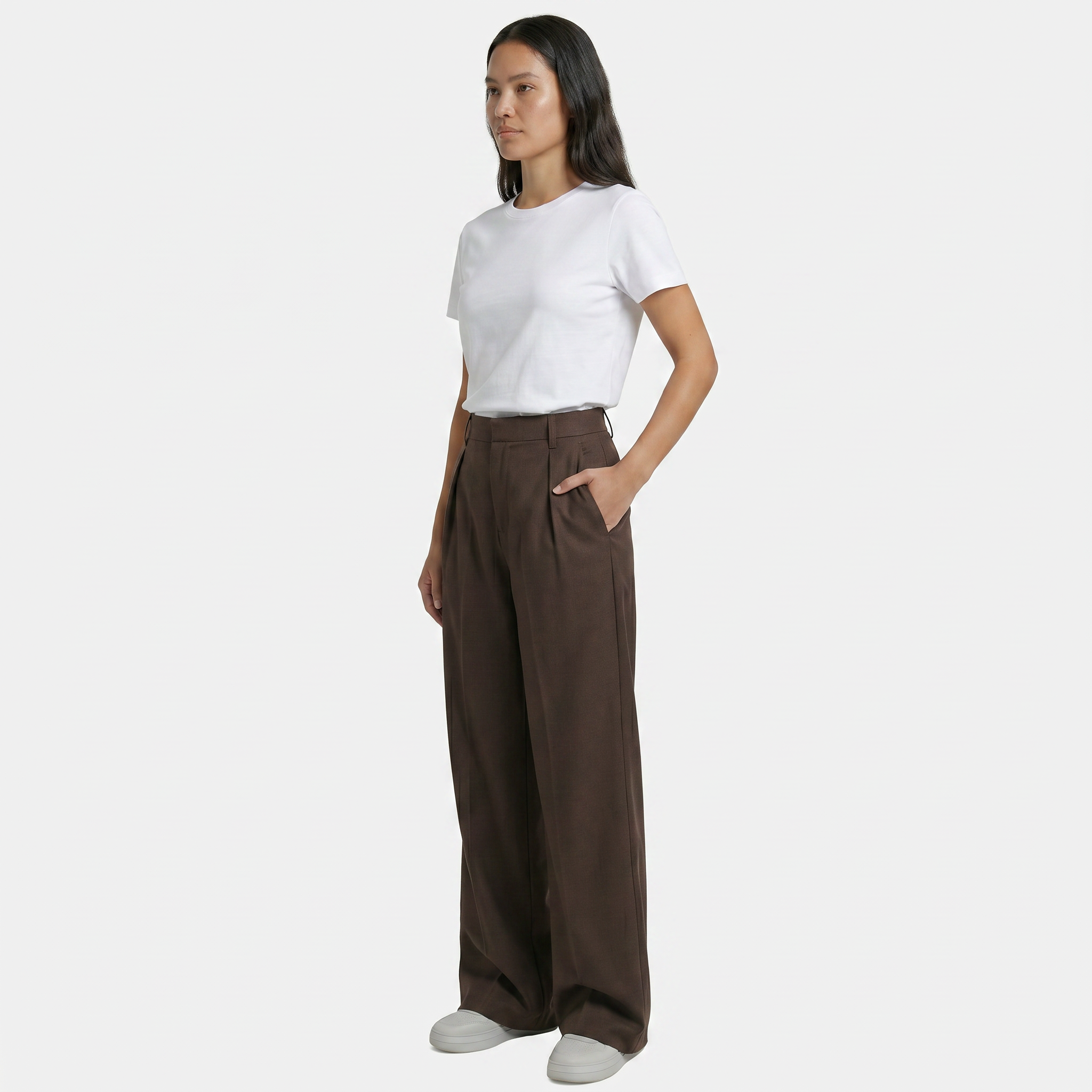 Women's High Waist Wide Leg Trousers - Tailored Smart Casual Straight Leg Pants