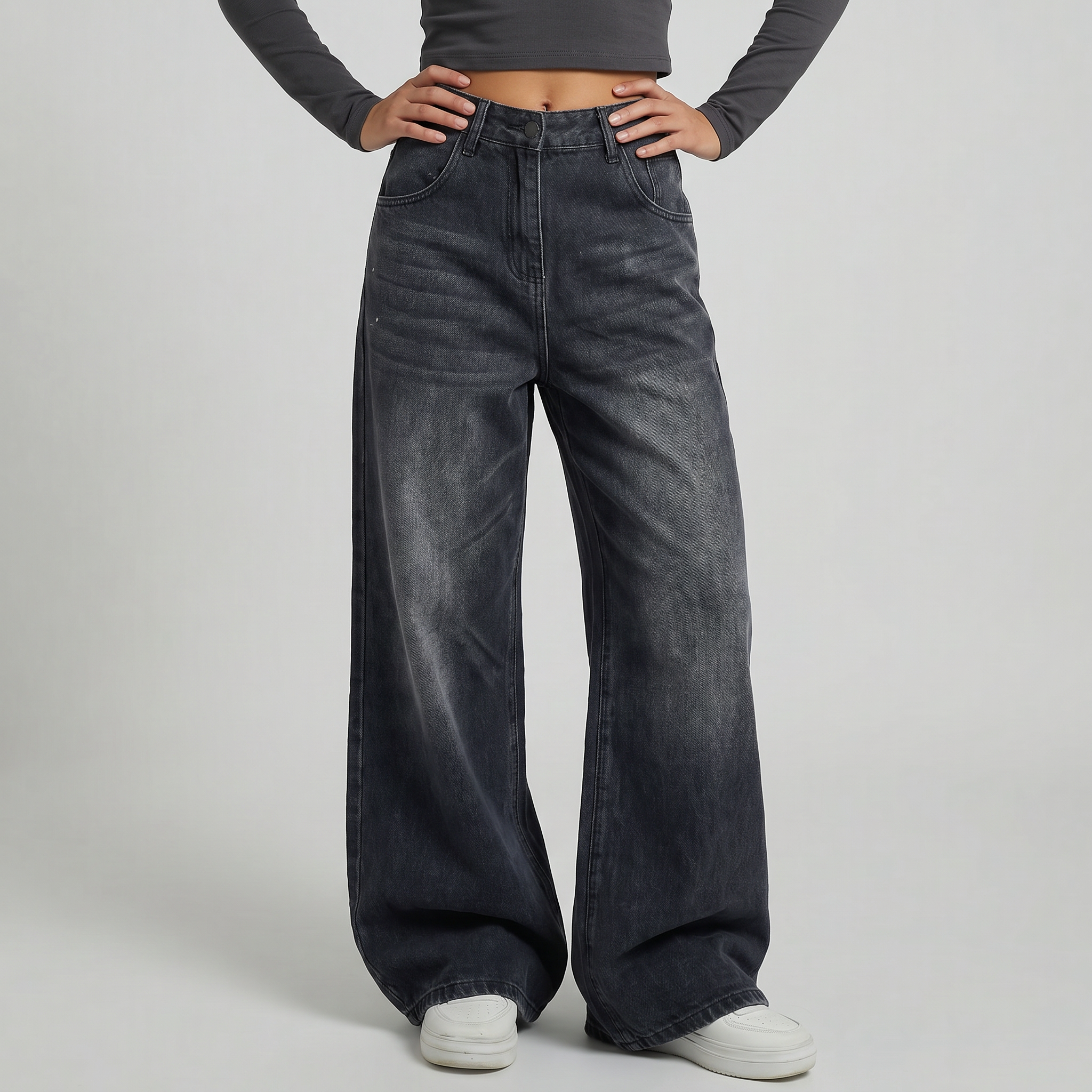 Women’s High Waisted Barrel Jeans - Loose Fit Straight Leg Denim