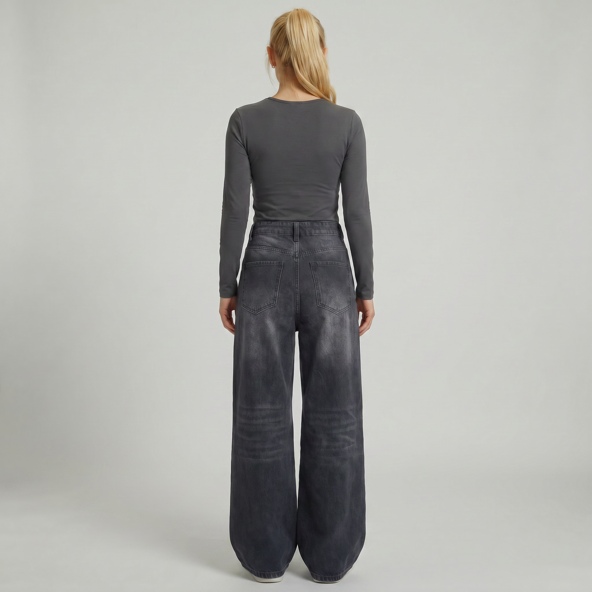 Women’s High Waisted Barrel Jeans - Loose Fit Straight Leg Denim