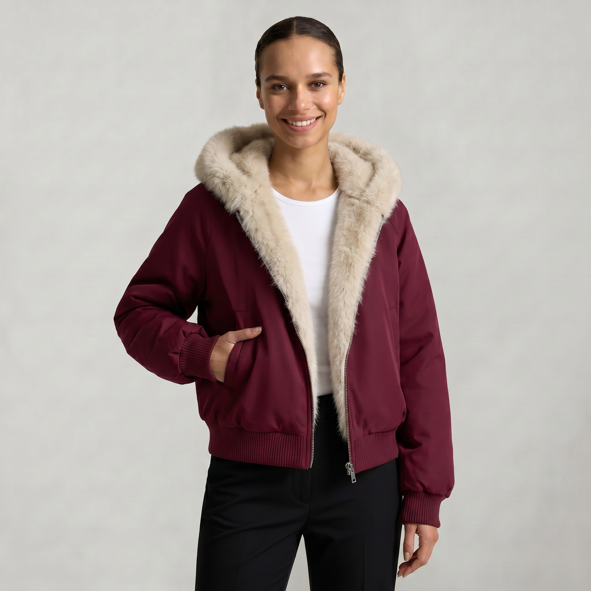 Women’s Hooded Jacket - Zip Front Regular Fit