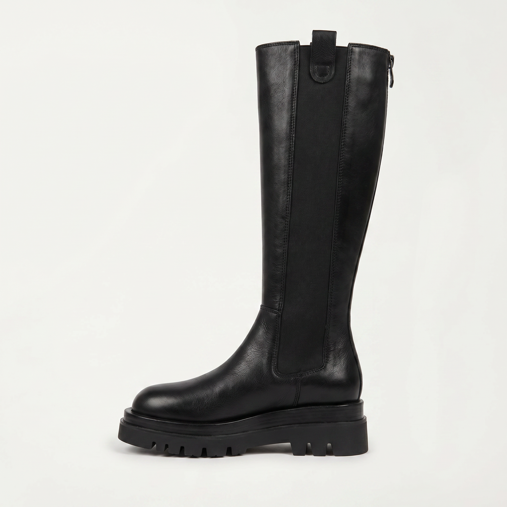 Women’s Knee High Boots - Back Zip Lug Sole Fit