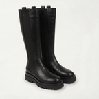 Women’s Knee High Boots - Back Zip Lug Sole Fit