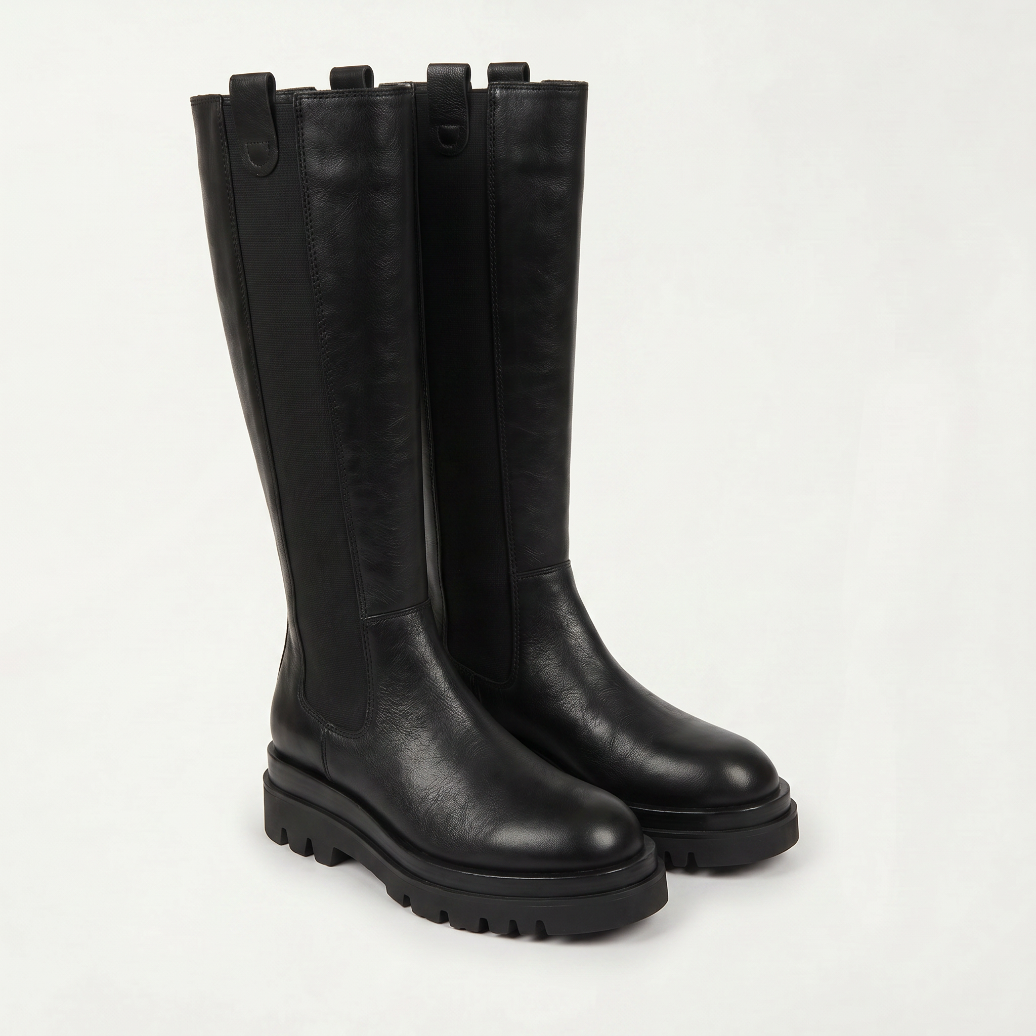 Women’s Knee High Boots - Back Zip Lug Sole Fit