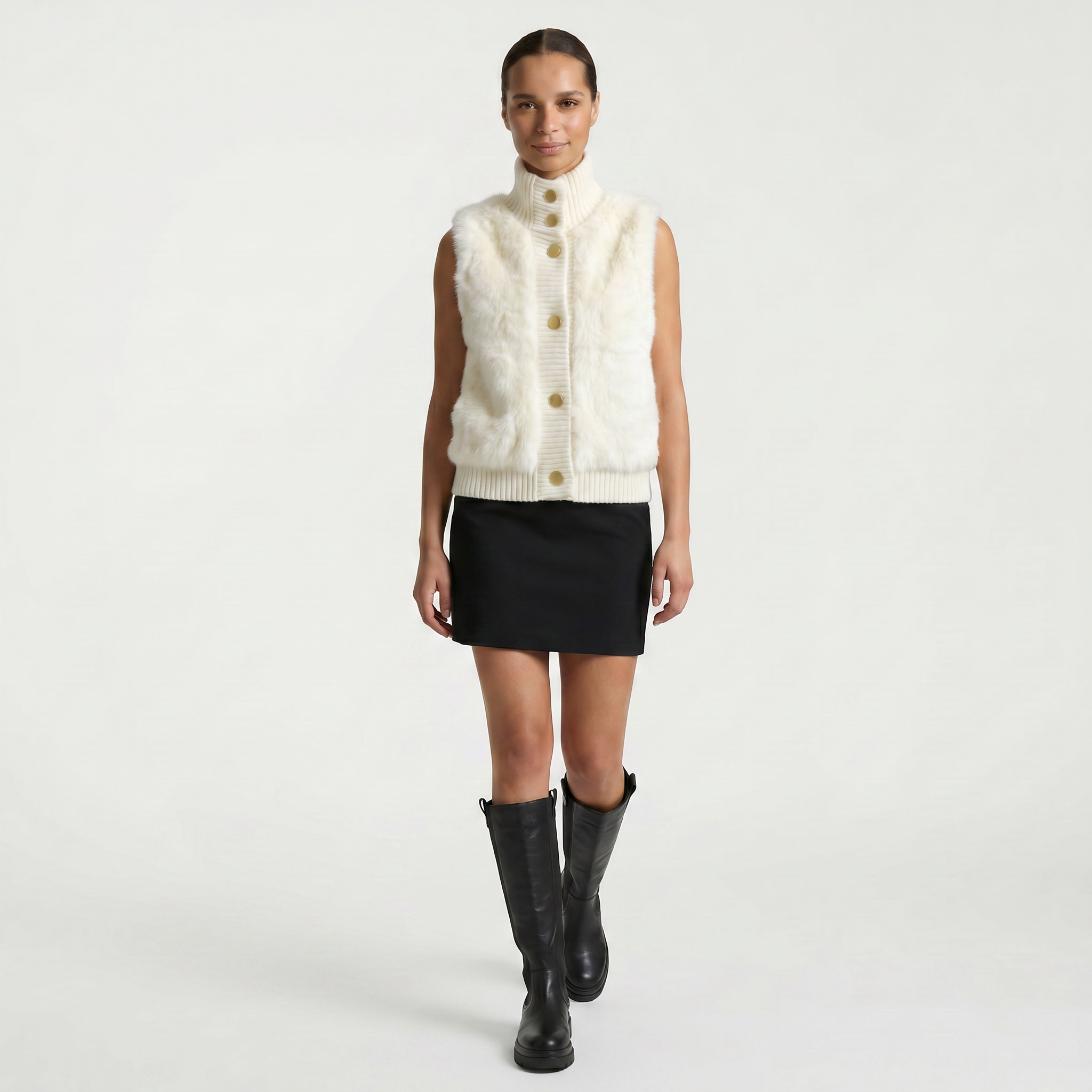 Women’s Knee High Boots - Back Zip Lug Sole Fit