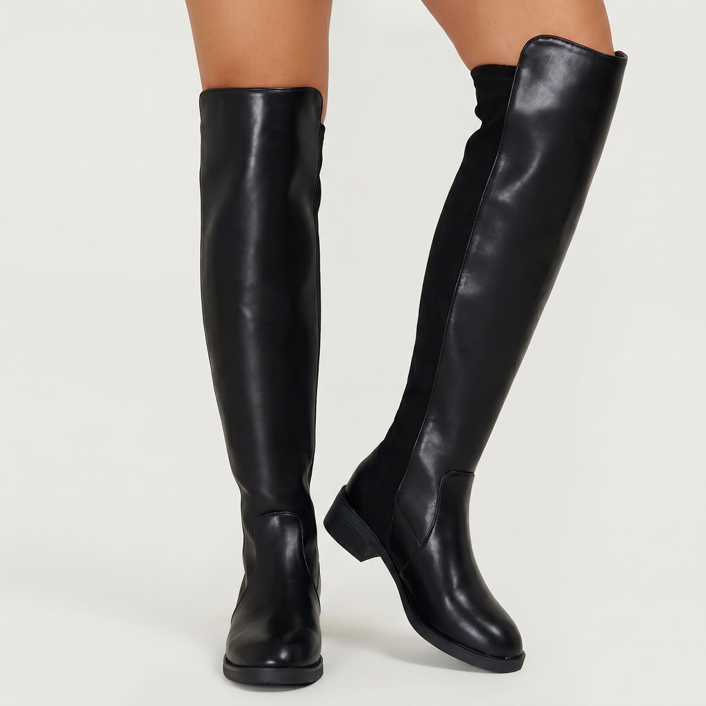 Women’s Knee-High Leather Boots -  Pull-On Tall Boots