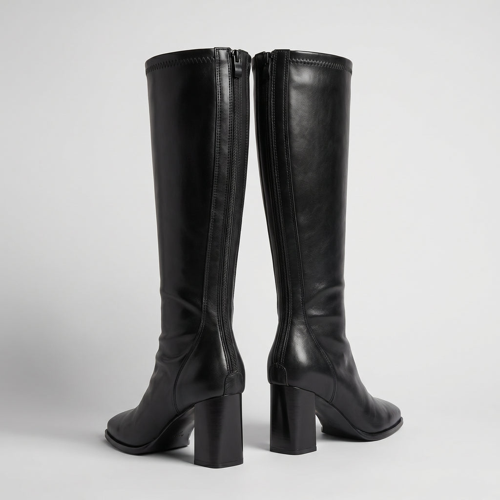 Women’s Knee High Boots - Square Toe Block Heel Tall Boots