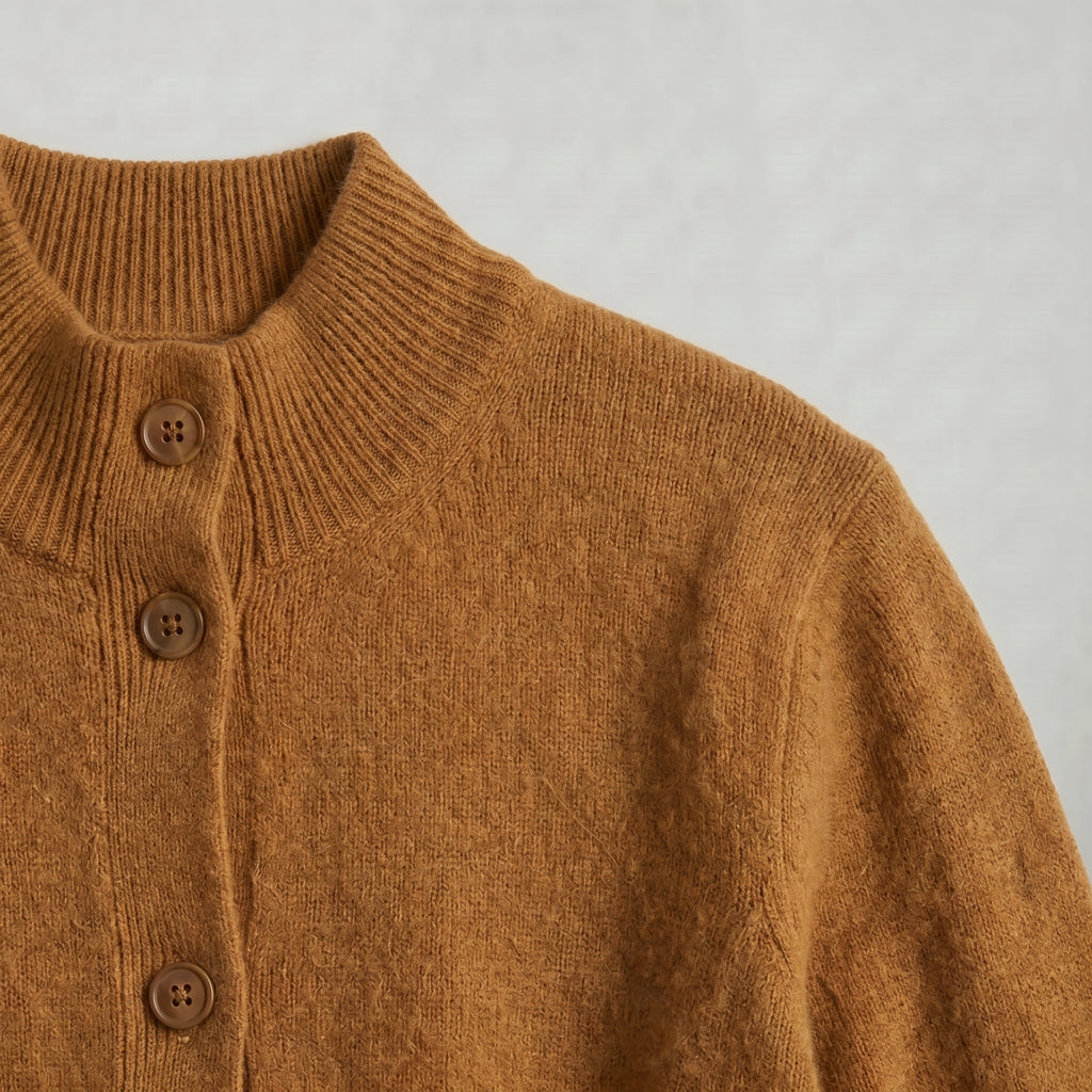 Women’s Button Knit Cardigan - High Neck Warm Relaxed Fit
