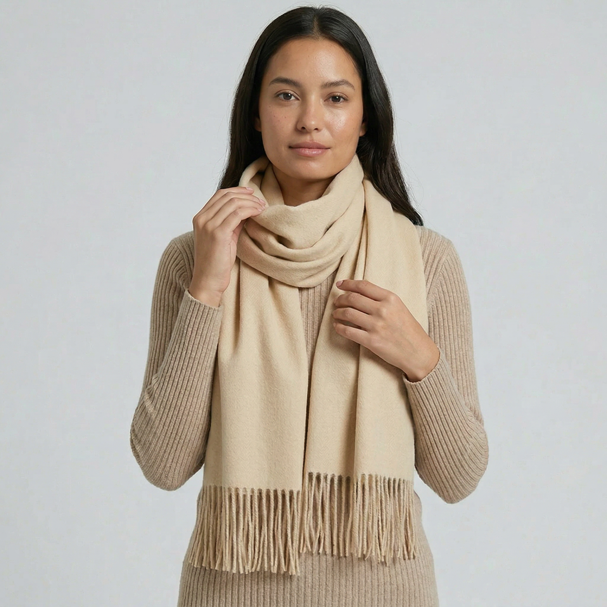 Women’s Soft Knit Scarf - Fringed Long Fit