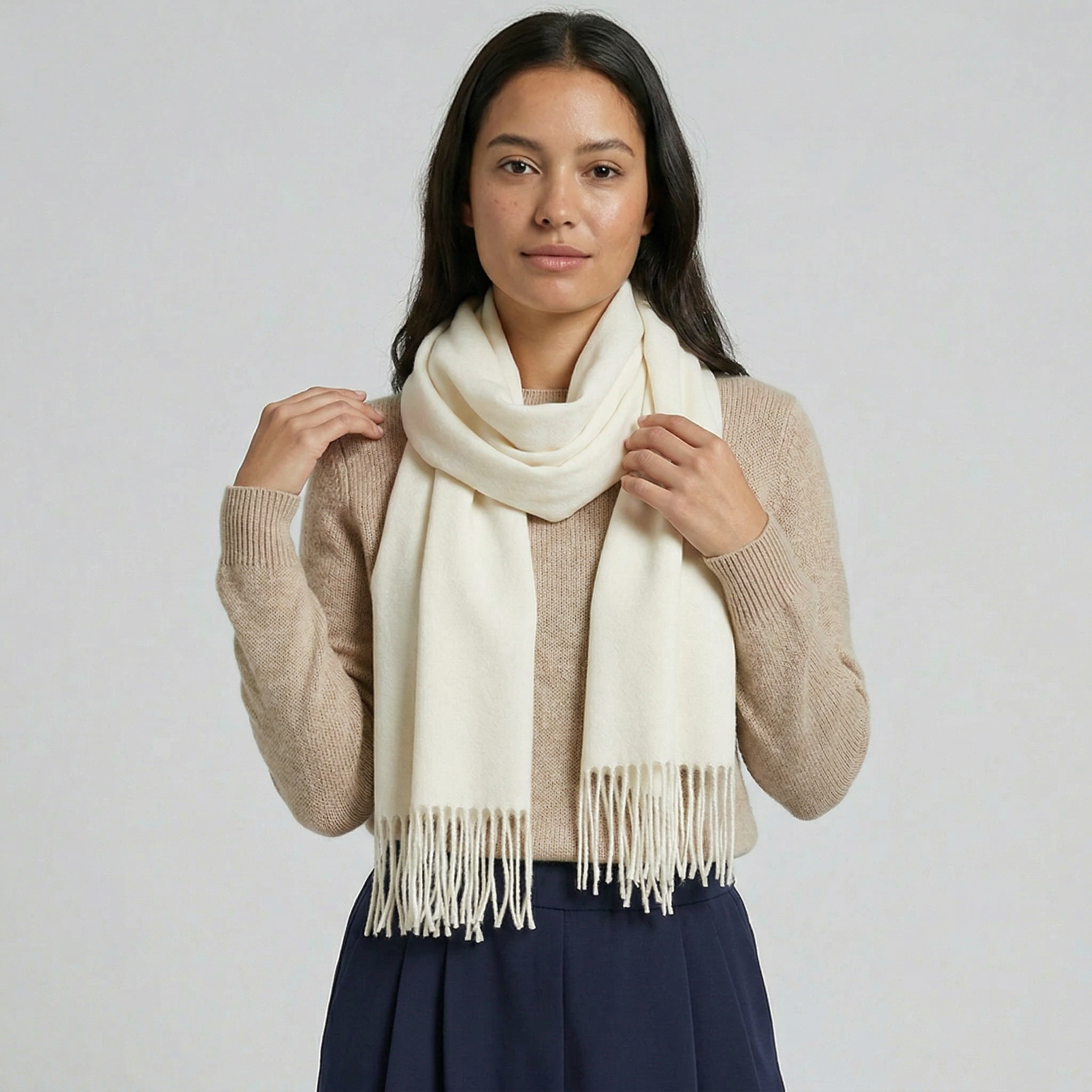 Women’s Soft Knit Scarf - Fringed Long Fit