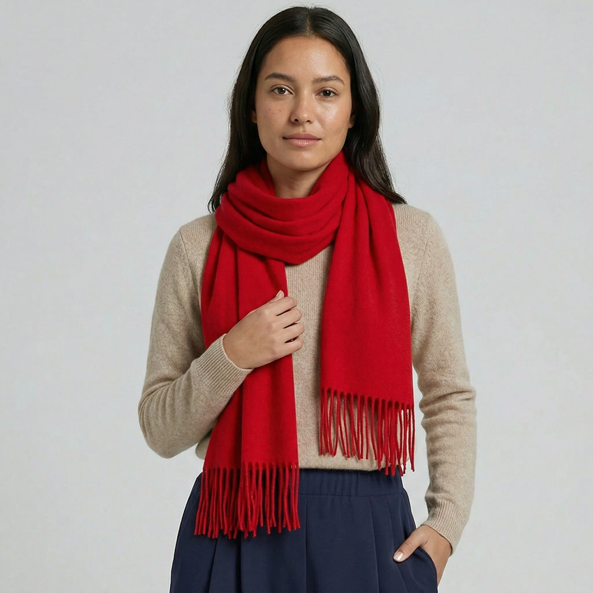 Women’s Soft Knit Scarf - Fringed Long Fit