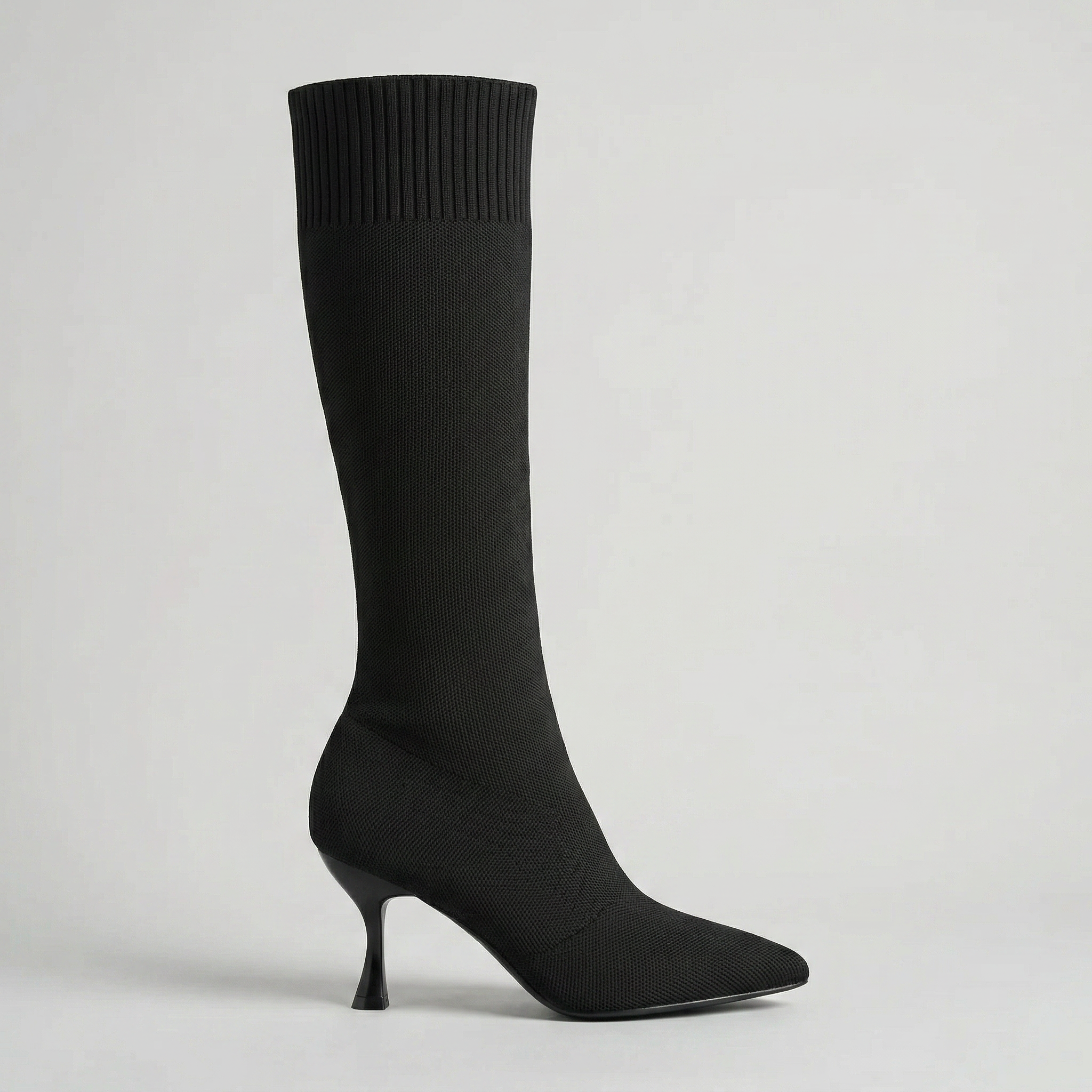 Women’s Knit Sock Tall Boots - Pointed Toe Knee High Fit