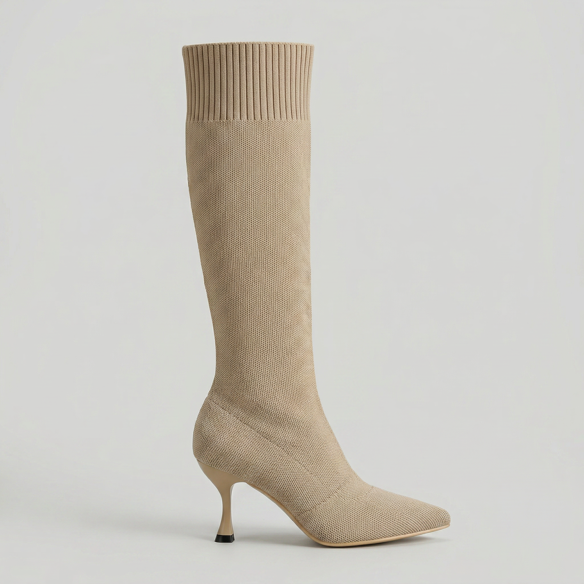 Women’s Knit Sock Tall Boots - Pointed Toe Knee High Fit