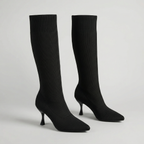 Women’s Knit Sock Tall Boots - Pointed Toe Knee High Fit
