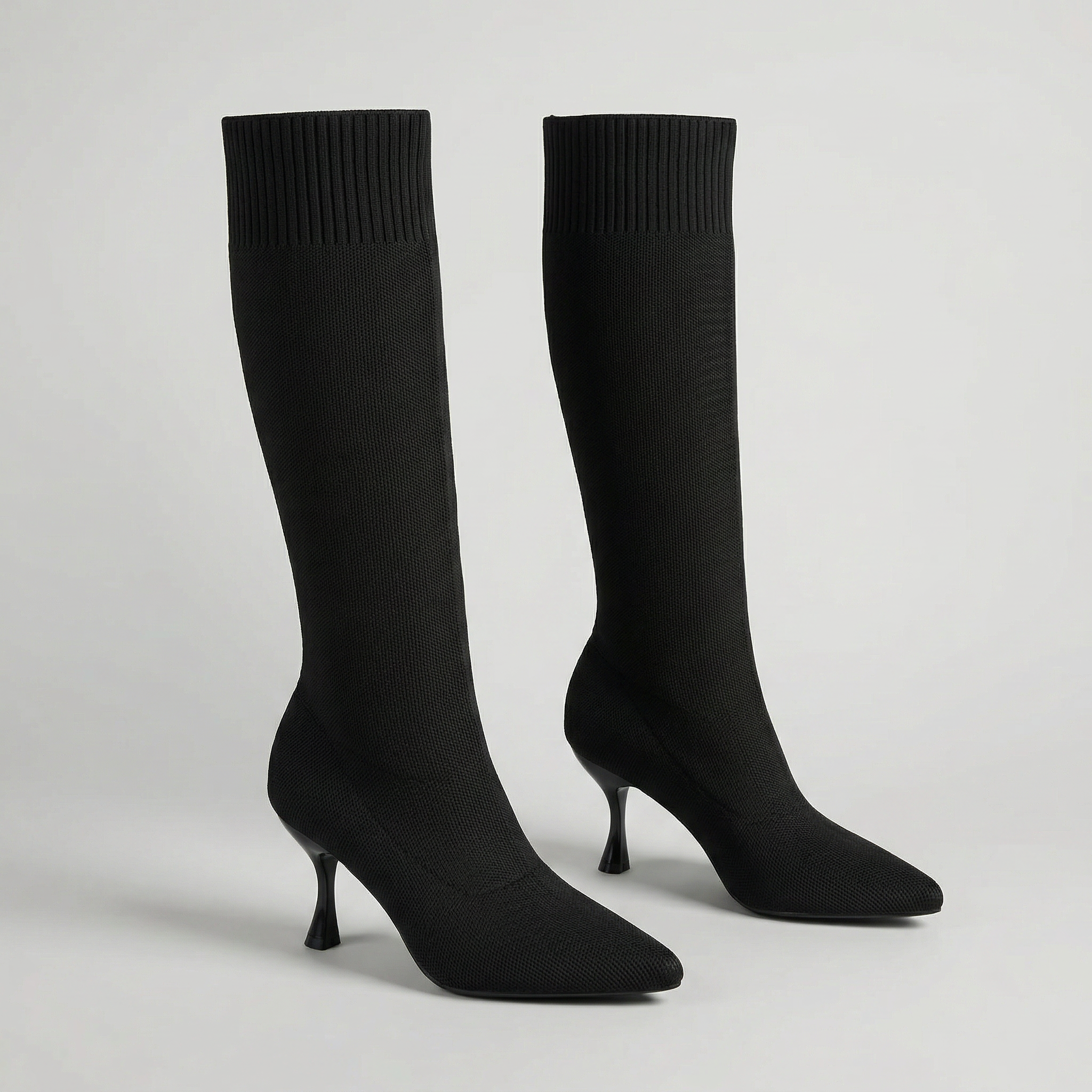 Women’s Knit Sock Tall Boots - Pointed Toe Knee High Fit