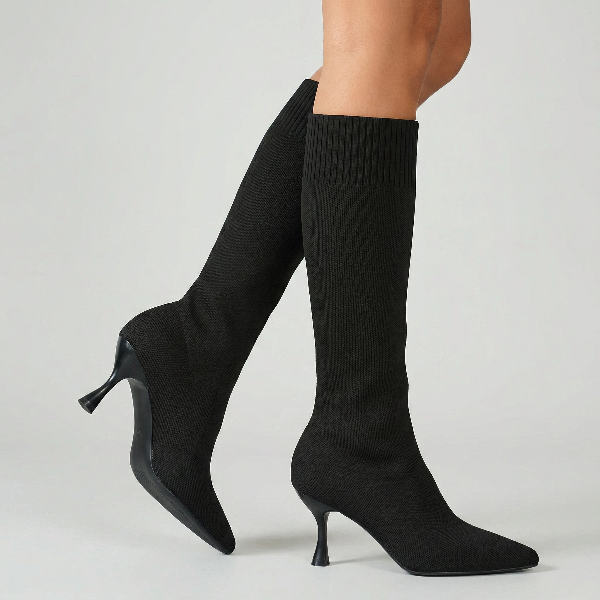 Women’s Knit Sock Tall Boots - Pointed Toe Knee High Fit