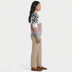 Women's Leopard Print Colour Block Knit Sweater - Crew Neck Pullover Jumper