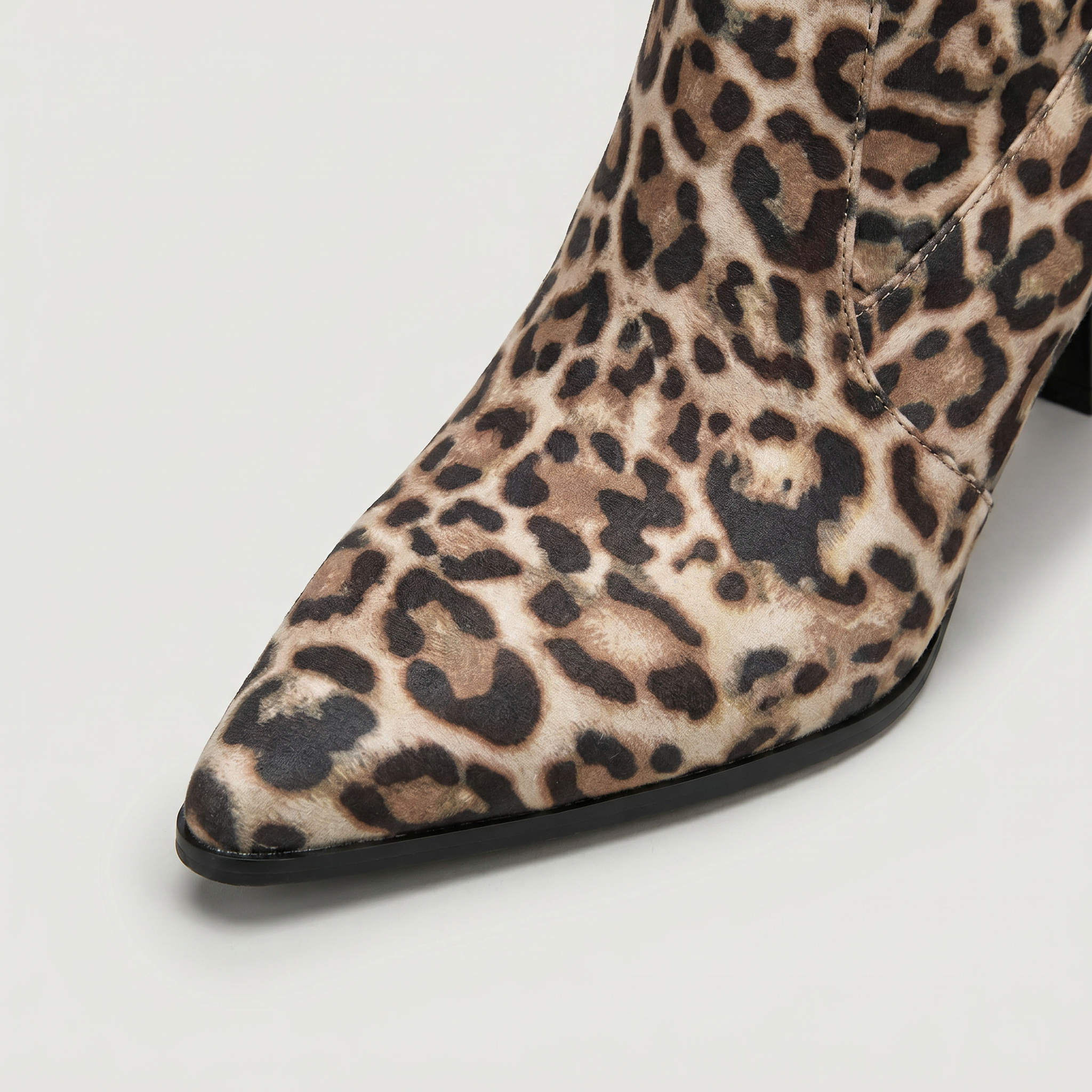 Women’s Leopard Print Slouch Mid-Calf Boots - Stiletto Heel Fit