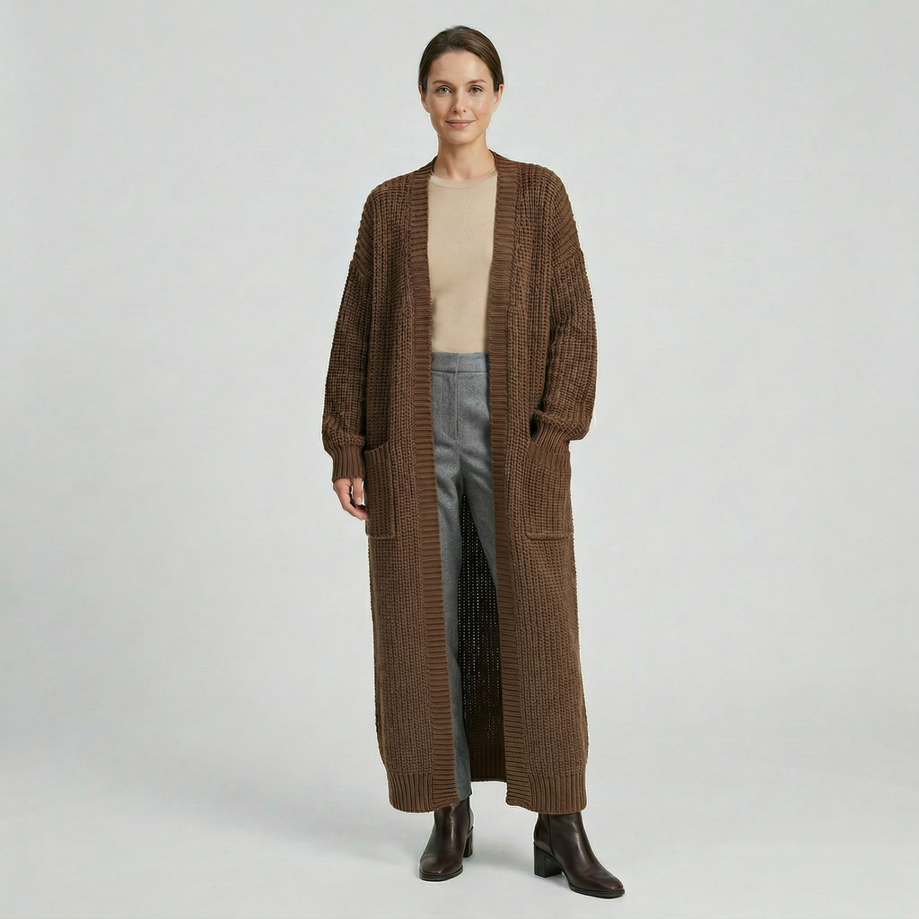 Women's Knit Long Winter Cardigan Toe Length
