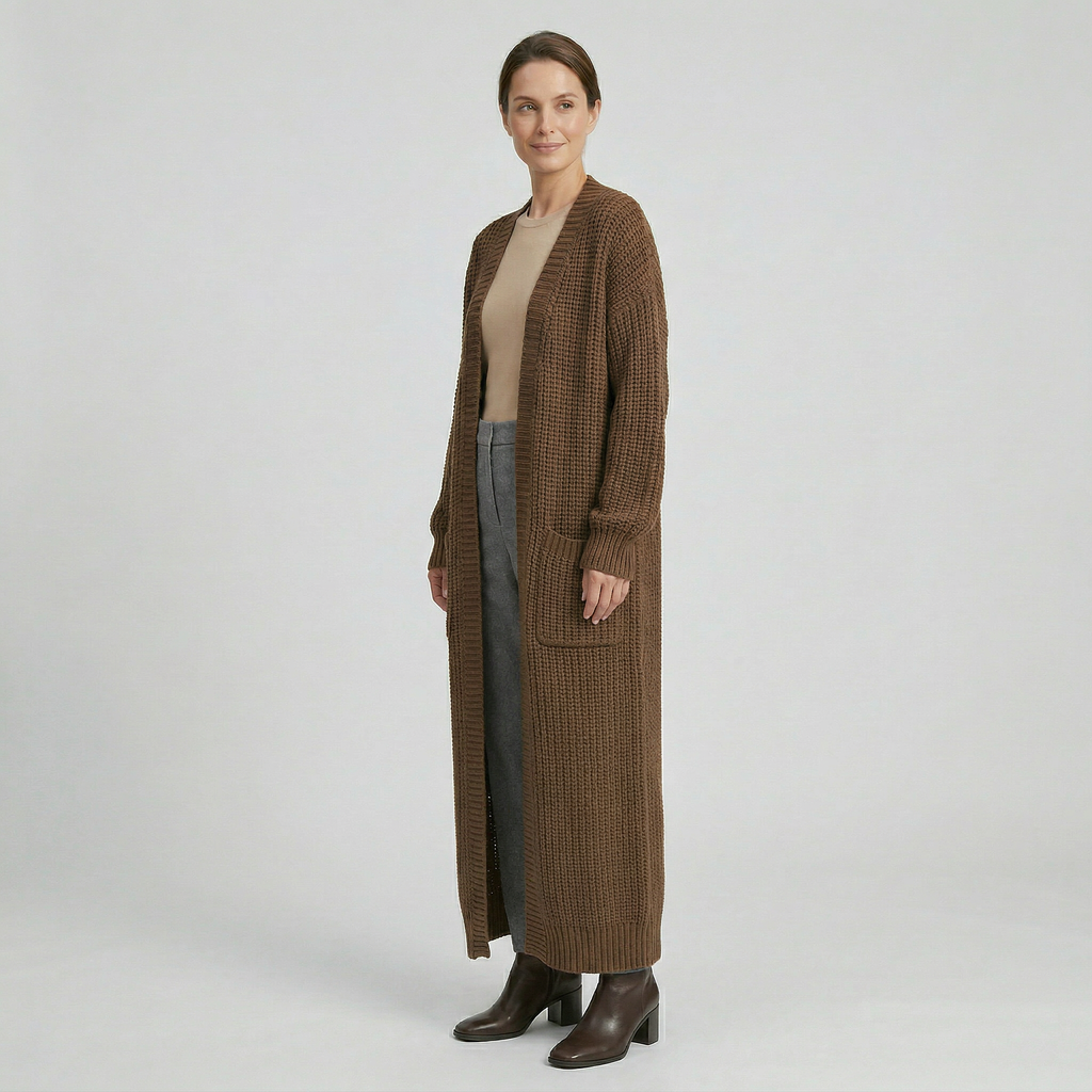 Women's Knit Long Winter Cardigan Toe Length