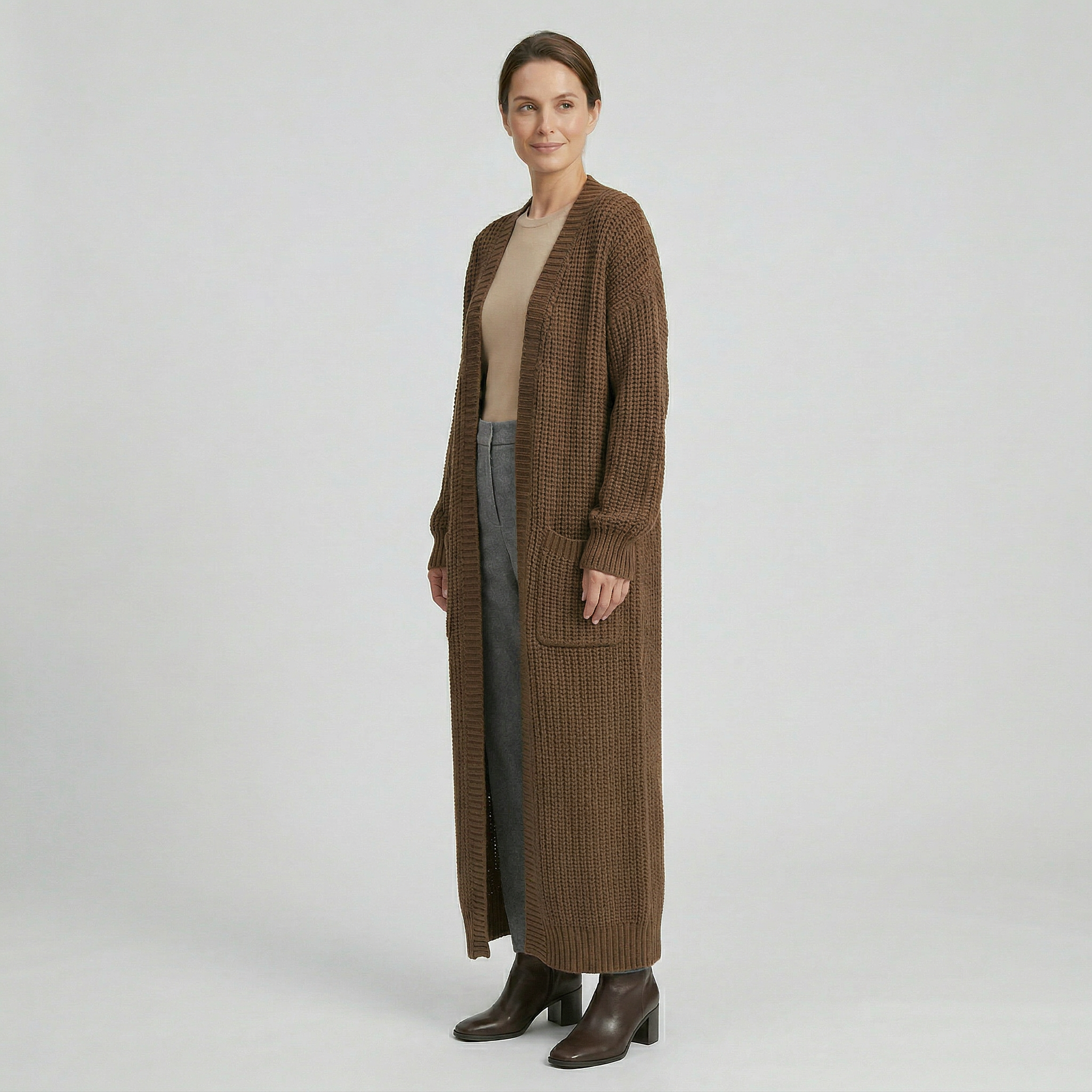 Women's Knit Long Winter Cardigan Toe Length