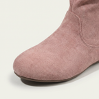 Women’s Mid-Calf Flat Boots - Pull-On Round Toe Flat Heel Fit