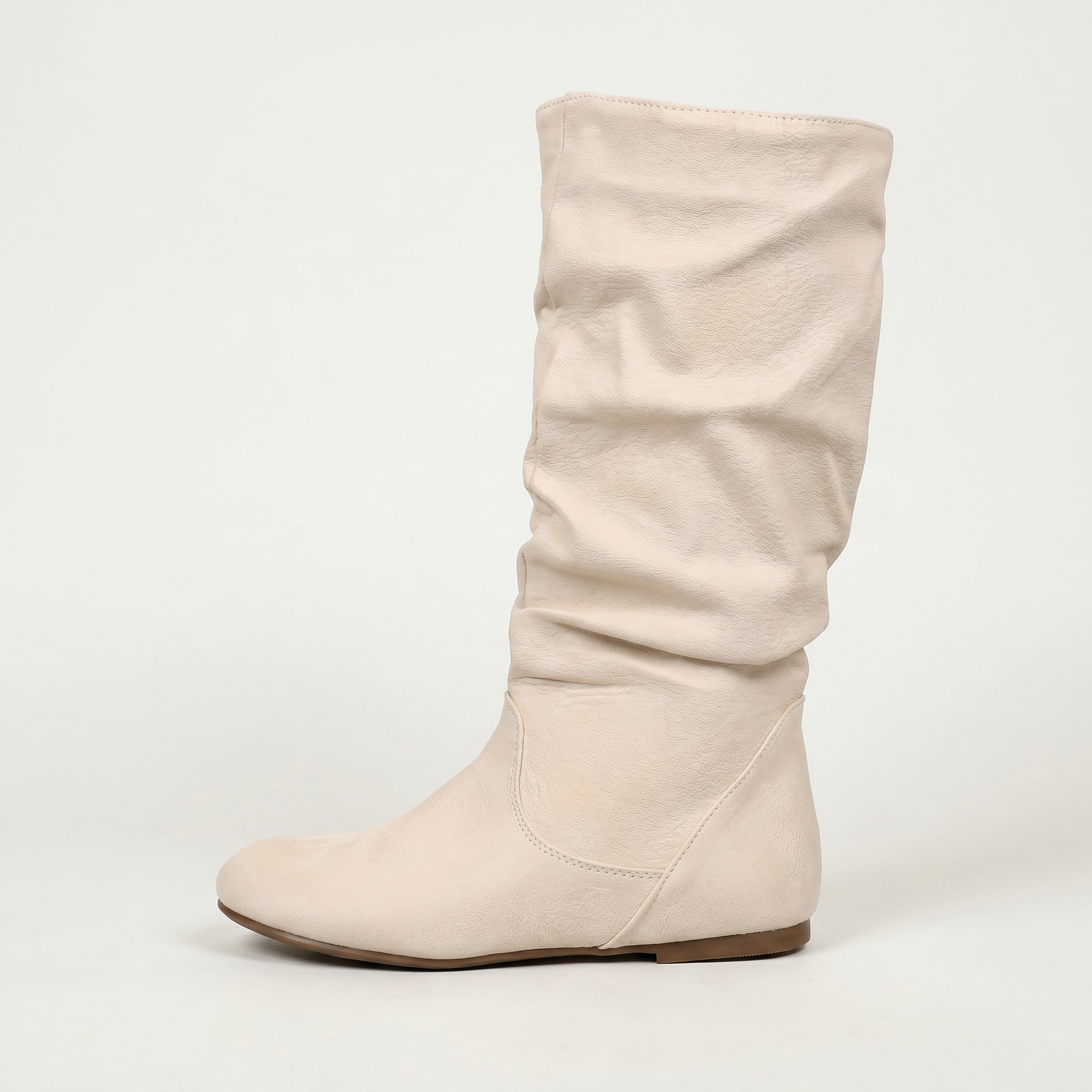 Women’s Mid-Calf Flat Boots - Pull-On Round Toe Flat Heel Fit