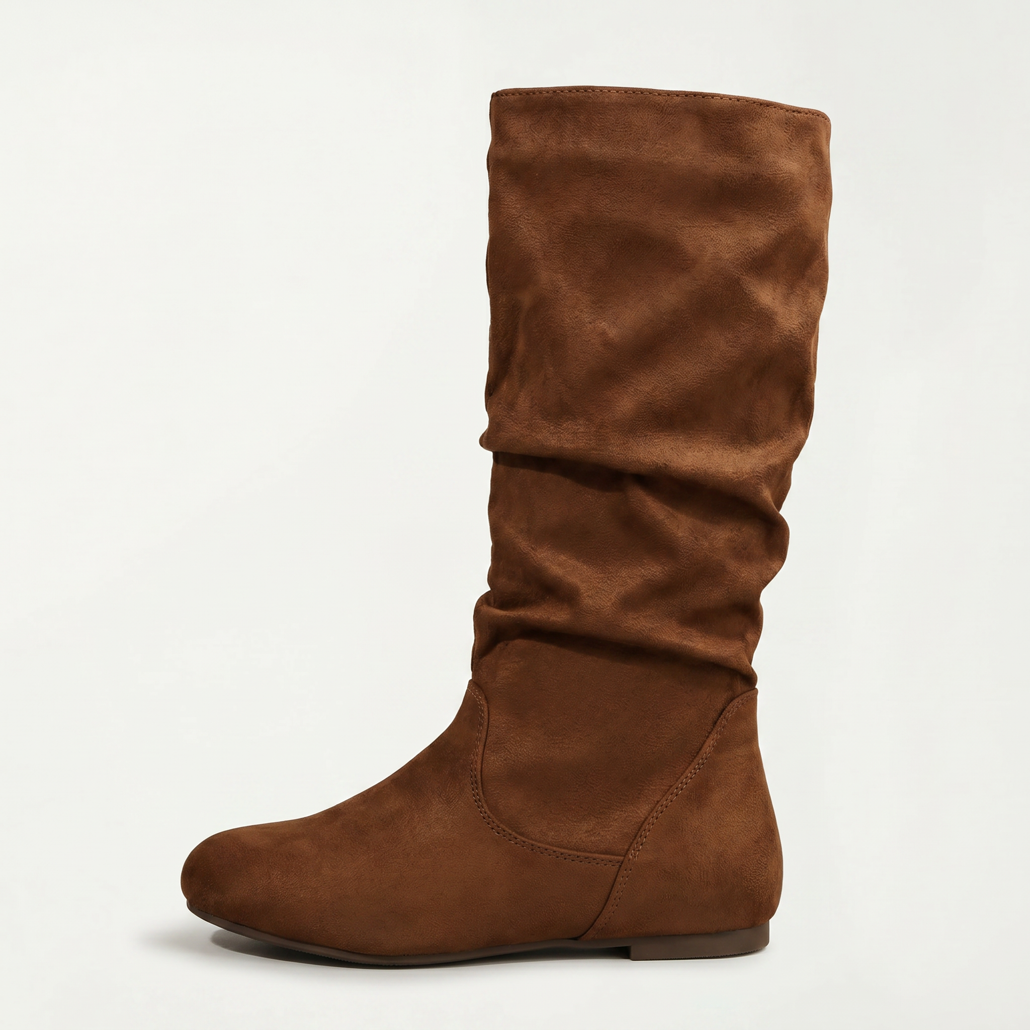 Women’s Mid-Calf Flat Boots - Pull-On Round Toe Flat Heel Fit