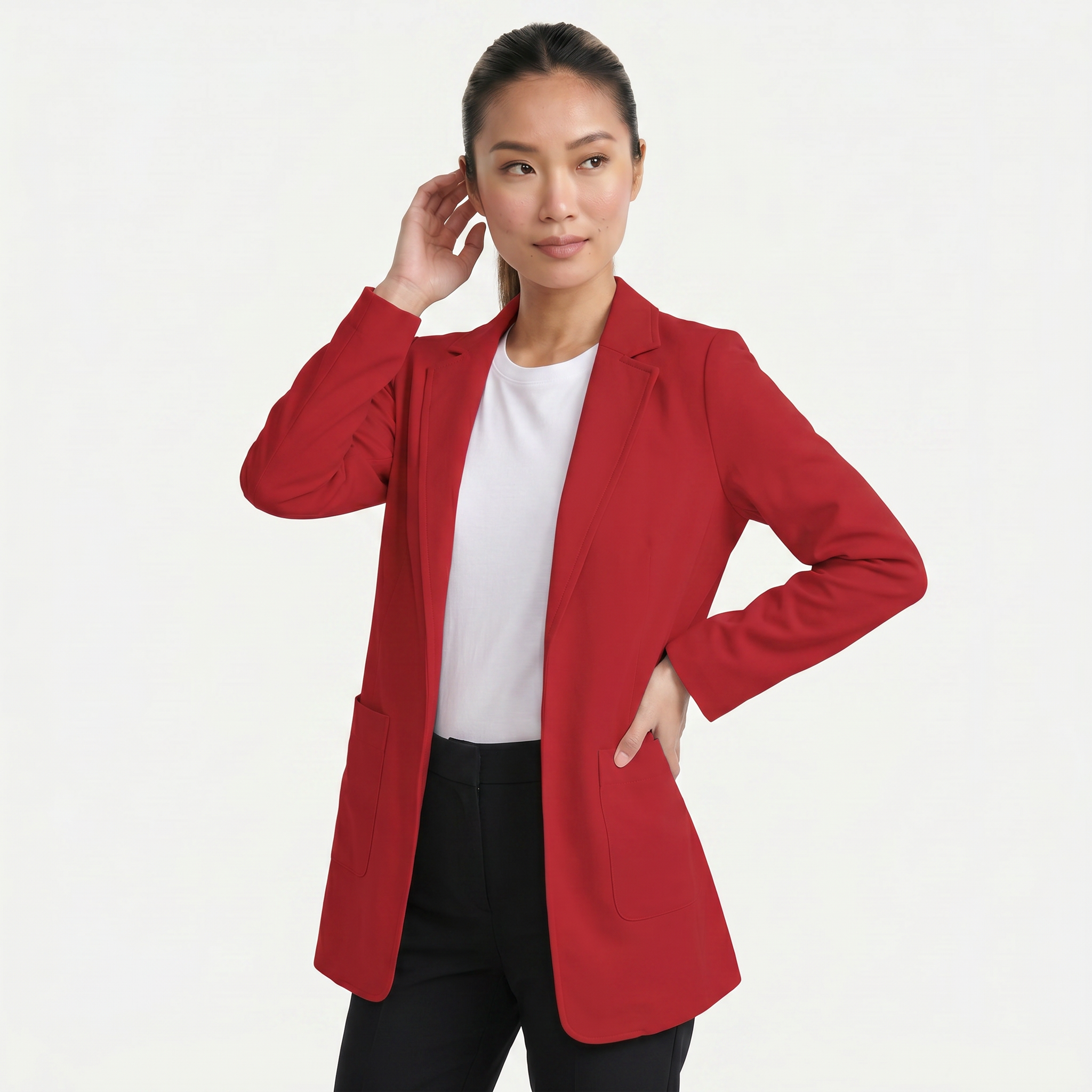 Women’s Cardigan Blazer - Notched Lapel Slim Fit