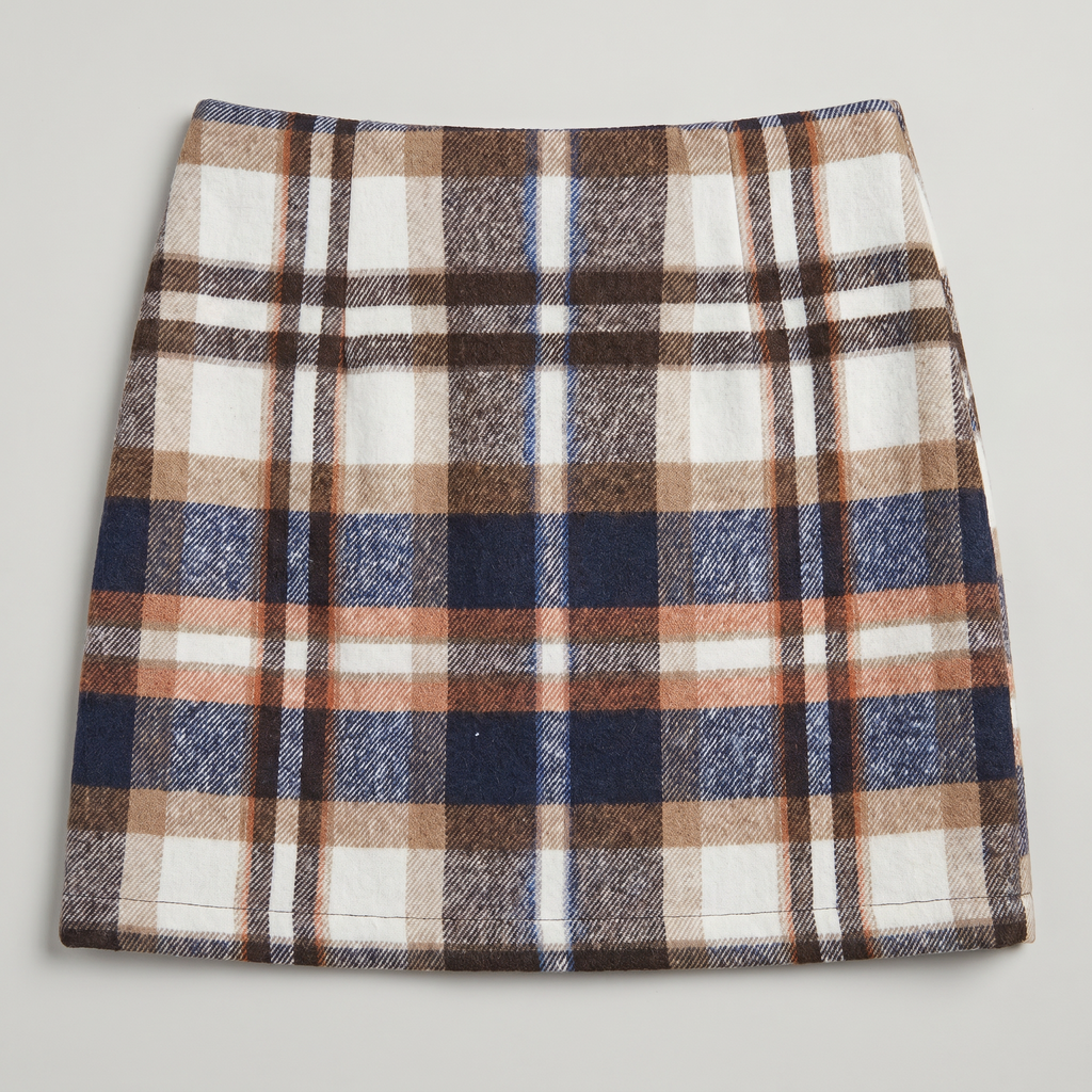 Women’s Plaid A-Line Skirt - High Waist Tweed Style Mini Skirt