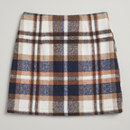 Women’s Plaid A-Line Skirt - High Waist Tweed Style Mini Skirt