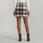 Women’s Plaid A-Line Skirt - High Waist Tweed Style Mini Skirt
