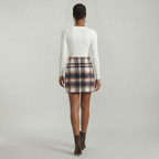Women’s Plaid A-Line Skirt - High Waist Tweed Style Mini Skirt