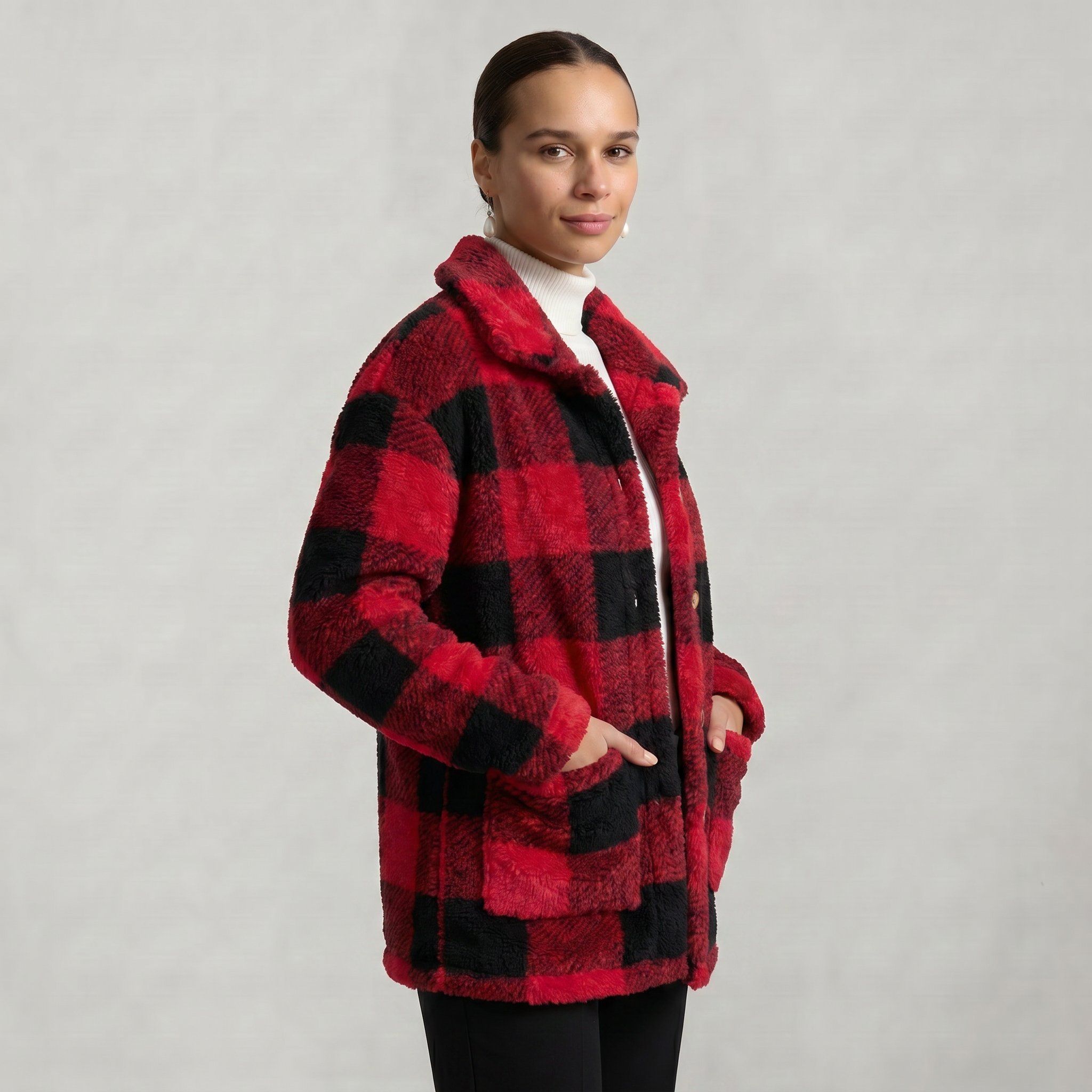 Women’s Plaid Jacket - Button Front Regular Fit
