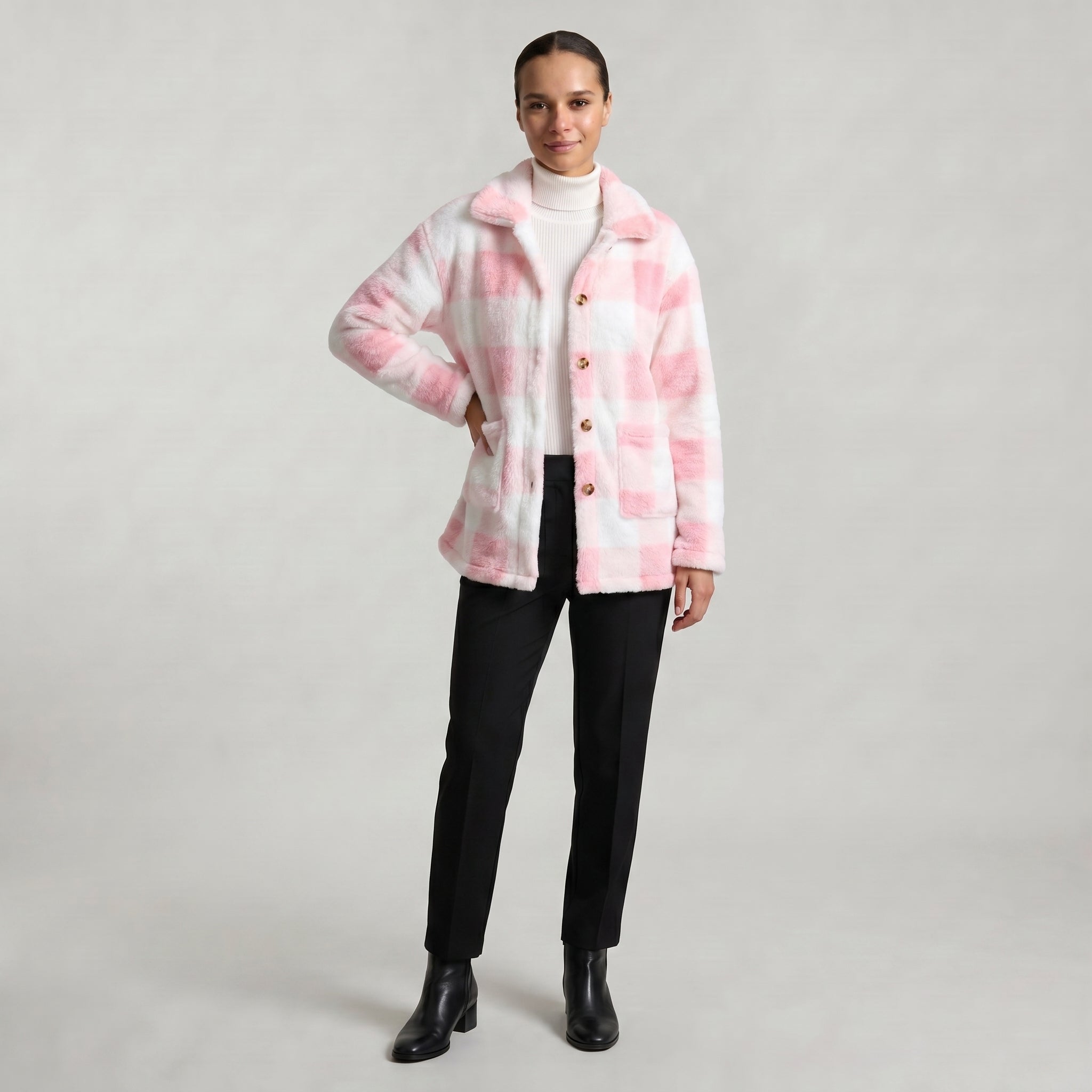 Women’s Plaid Jacket - Button Front Regular Fit