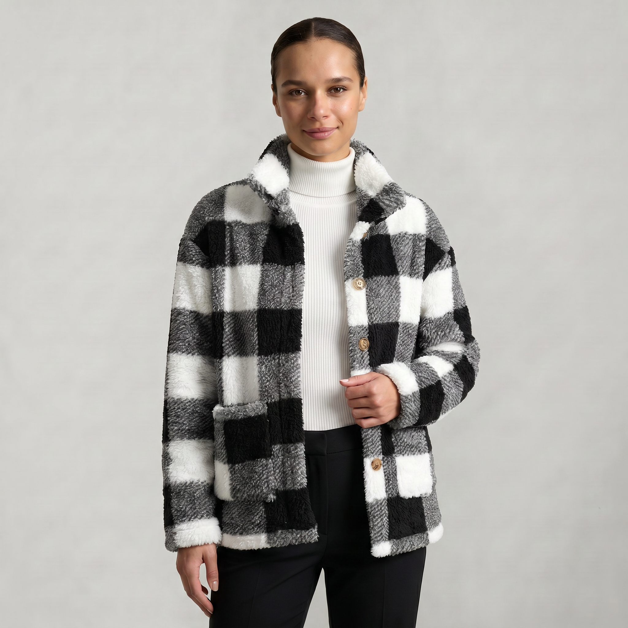 Women’s Plaid Jacket - Button Front Regular Fit