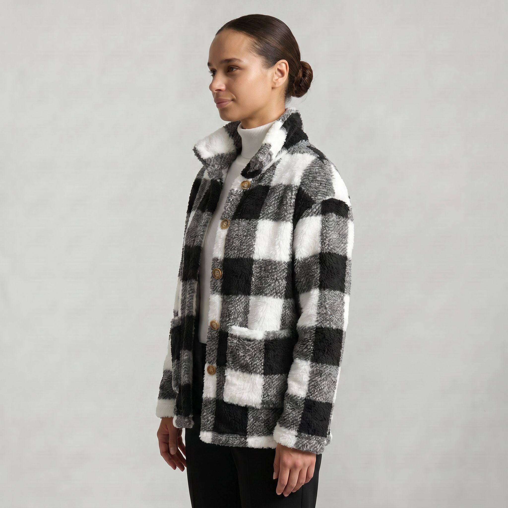Women’s Plaid Jacket - Button Front Regular Fit