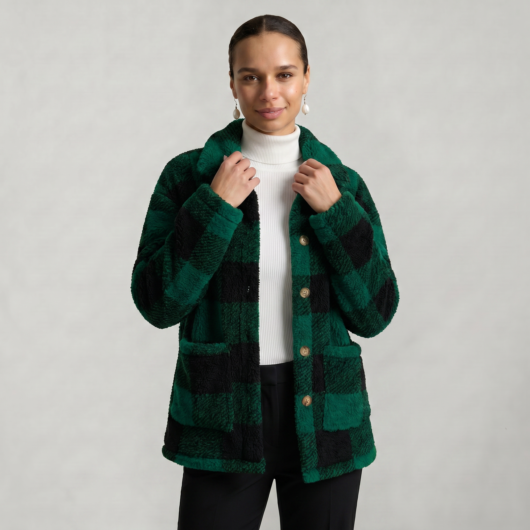 Women’s Plaid Jacket - Button Front Regular Fit