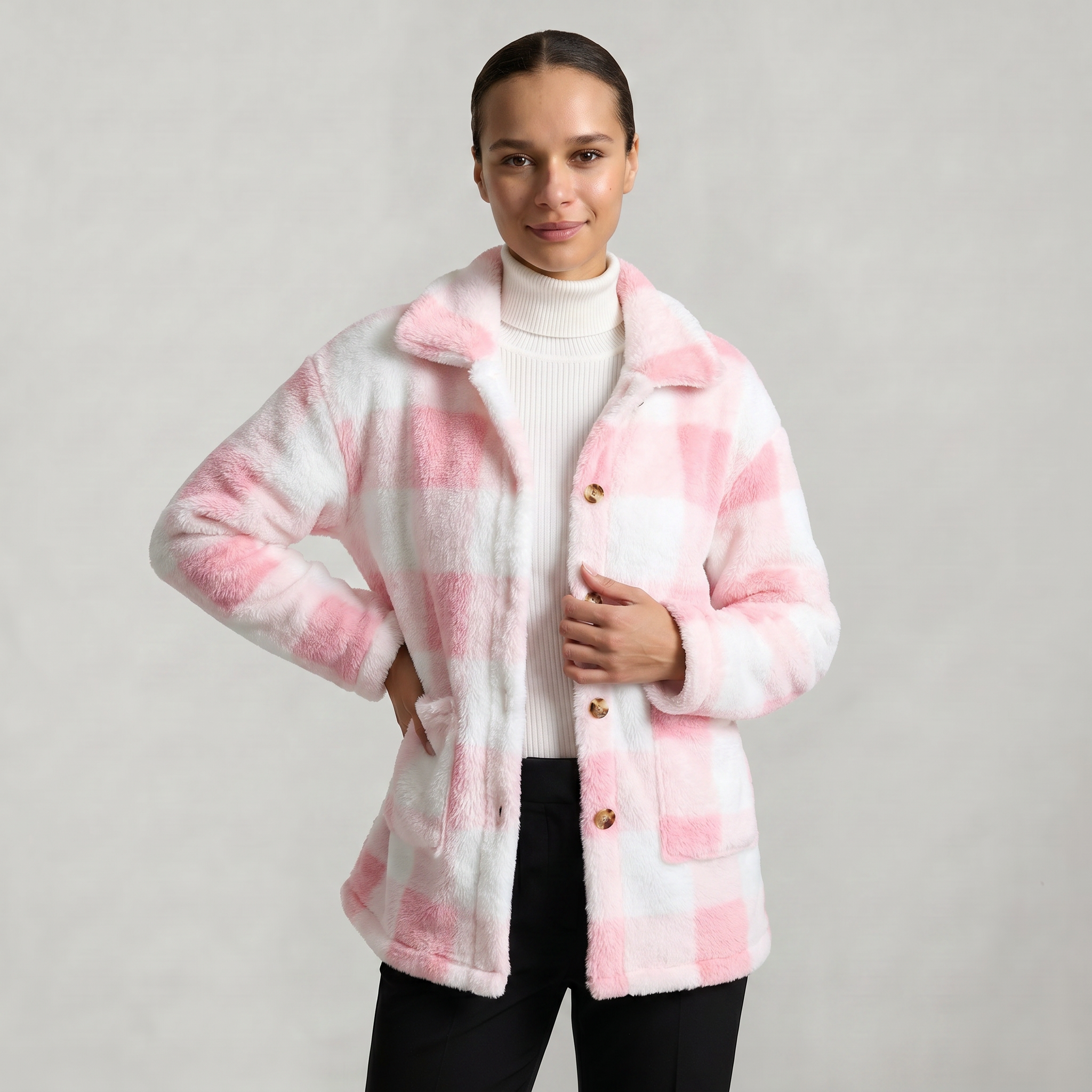 Women’s Plaid Jacket - Button Front Regular Fit