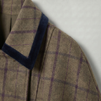 Women’s Plaid Long Coat - Double-Breasted Cape Longline Fit