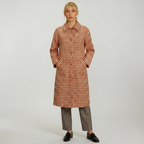 Women’s Plaid Trench Coat - Long Checkered Coat